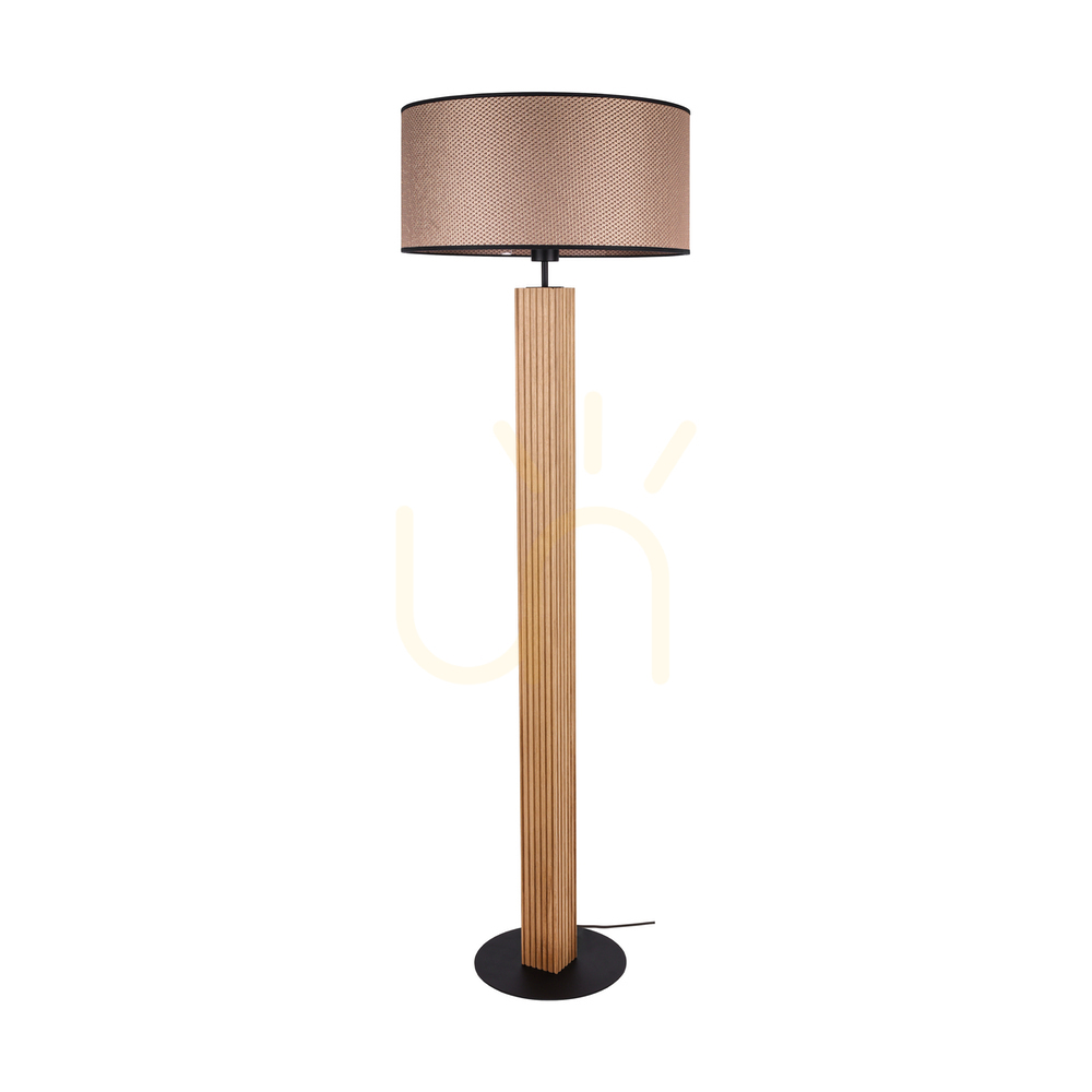 Kontrollera Riflet golvlampa, oljad ek/svart, lampskärm i brunt-svart-guld, 1xE27, Ø50 cm Riflet golvlampa, oljad ek/svart, lampskärm i brunt-svart-guld, 1xE27, Ø50 cm