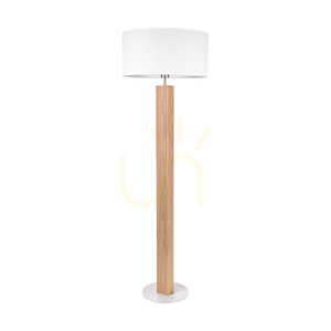 Riflet golvlampa, oljad ek/matt nickel, vit lampskärm, 1xE27, Ø50 cm small 0