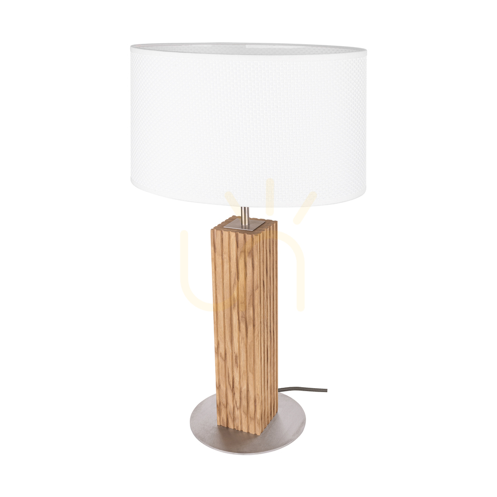 Kontrollera Riflet bordslampa, oljad ek/matt nickel, vit lampskärm, 1xE27, 36 cm Riflet bordslampa, oljad ek/matt nickel, vit lampskärm, 1xE27, 36 cm