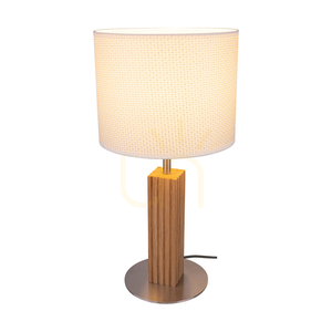 Riflet bordslampa, oljad ek/matt nickel, krämfärgad och silverfärgad lampskärm, 1xE27, Ø22 cm small 1
