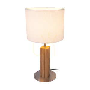 Riflet bordslampa, oljad ek/matt nickel, vit lampskärm, 1xE27, Ø22 cm small 1