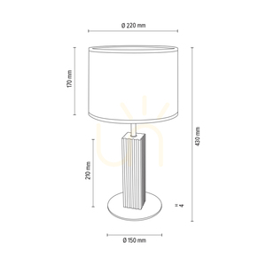 Riflet bordslampa, oljad ek/matt nickel, vit lampskärm, 1xE27, Ø22 cm small 3