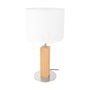 Riflet bordslampa, oljad ek/matt nickel, vit lampskärm, 1xE27, Ø22 cm small 0