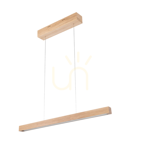 Kontrollera Smal CCT-pendellampa, oljad ek, 1xLED 26,4 W, belysning uppåt och nedåt, 80 cm