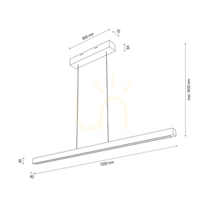 Smal CCT-pendellampa, oljad ek, 1xLED 36,9 W, belysning uppåt och nedåt, 120 cm small 3