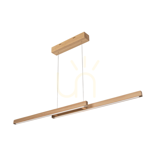 Kontrollera Smal CCT-pendellampa, oljad ek, 2xLED, 27,2 W, belysning uppåt och nedåt, 120 cm
