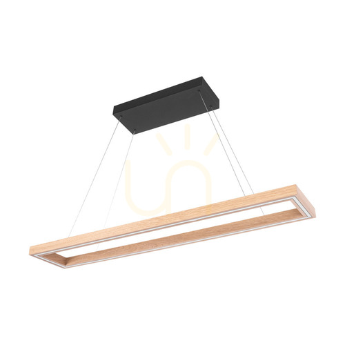 Kontrollera Legno taklampa, oljad ek/svart, 3xLED, 68 W, belysning uppåt och nedåt, 124,5 cm