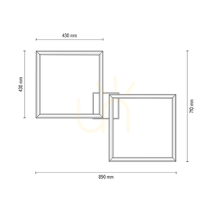 Ramme taklampa/vägglampa, oljad ek/svart, 2xLED, 48 W, 89 cm small 4