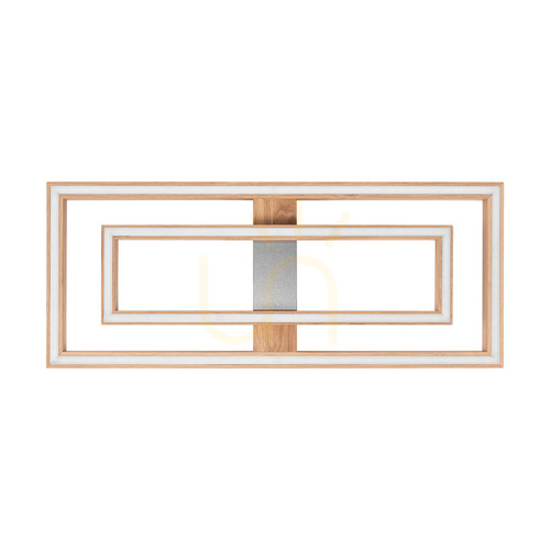 Kontrollera Ramme taklampa/vägglampa, oljad ek/matt nickel, 2xLED, 55,5 W, 83,7 cm