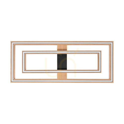 Kontrollera Ramme taklampa/vägglampa, oljad ek/svart, 2xLED, 55,5 W, 83,7 cm