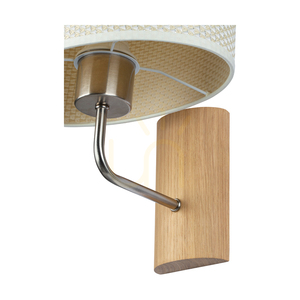 Mercedes vägglampa, oljad ek/matt nickel, krämfärgad och silverfärgad lampskärm, 1xE27, 25 cm small 2