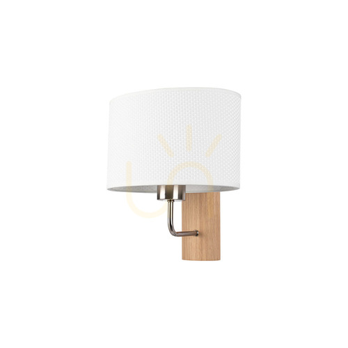 Kontrollera Mercedes vägglampa, oljad ek/matt nickel, vit skärm, 1xE27, 25 cm