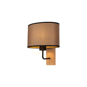 Mercedes vägglampa, oljad ek/svart, lampskärm i brunt-svart-guld, 1xE27, 25 cm small 1