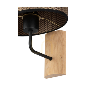 Mercedes vägglampa, oljad ek/svart, lampskärm i brunt-svart-guld, 1xE27, 25 cm small 2