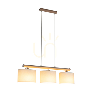 Mercedes taklampa, oljad ek/matt nickel, krämfärgad och silverfärgad lampskärm, 3xE27, 91 cm small 1