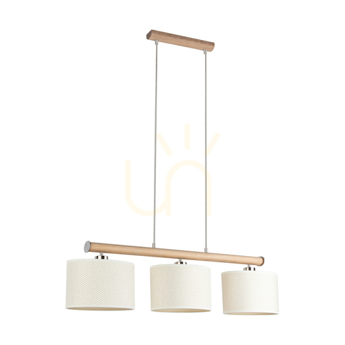 Kontrollera Mercedes taklampa, oljad ek/matt nickel, krämfärgad och silverfärgad lampskärm, 3xE27, 91 cm