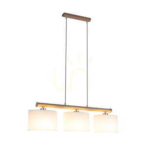 Mercedes taklampa, oljad ek/matt nickel, vit skärm, 3xE27, 91 cm small 1
