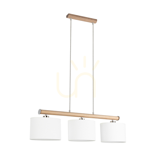 Kontrollera Mercedes taklampa, oljad ek/matt nickel, vit skärm, 3xE27, 91 cm