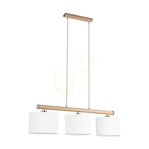 Mercedes taklampa, oljad ek/matt nickel, vit skärm, 3xE27, 91 cm small 0