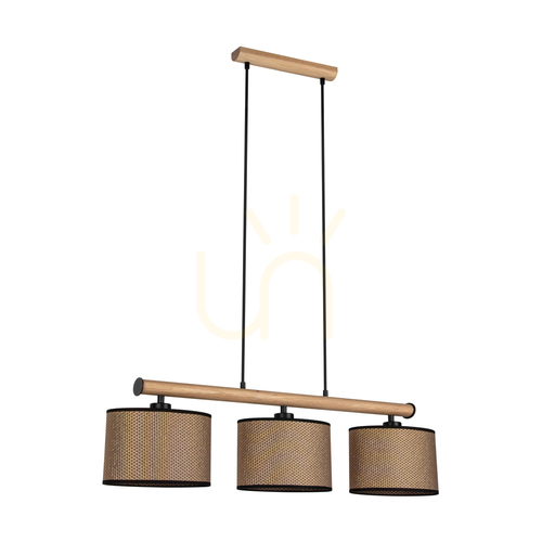 Kontrollera Mercedes taklampa, oljad ek/svart, lampskärm i brunt-svart-guld, 3xE27, 91 cm