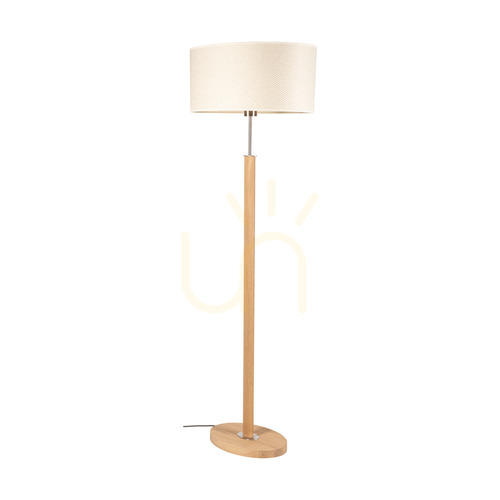 Kontrollera Mercedes golvlampa, oljad ek/matt nickel, krämfärgad och silverfärgad lampskärm, 1xE27, 52 cm