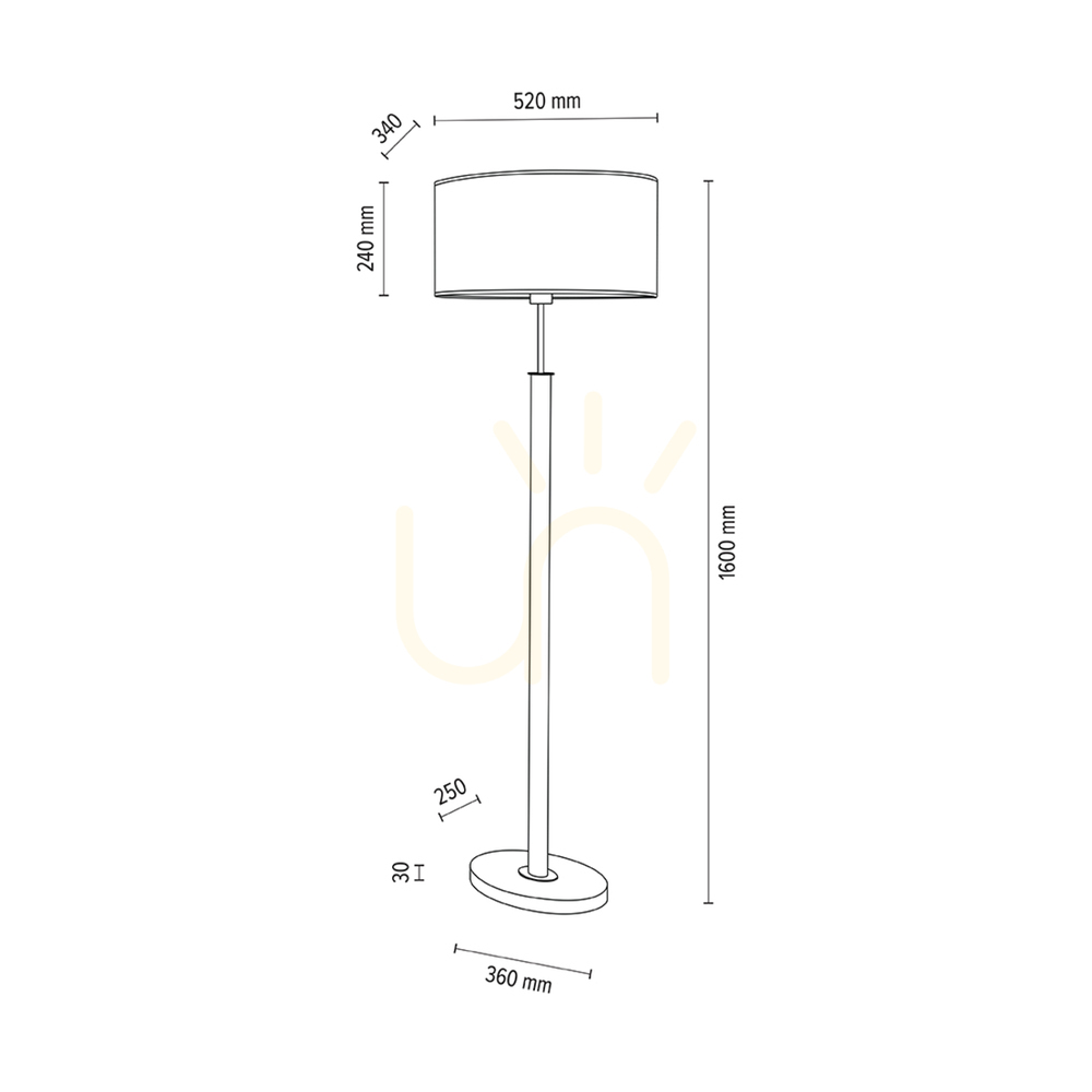 Visa Mercedes golvlampa, oljad ek/matt nickel, vit lampskärm, 1xE27, 52 cm Mercedes golvlampa, oljad ek/matt nickel, vit lampskärm, 1xE27, 52 cm