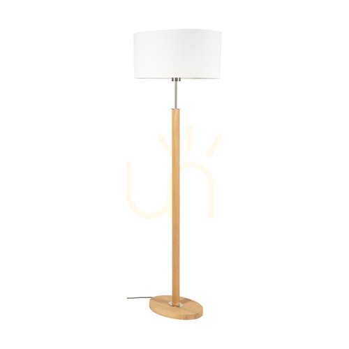 Kontrollera Mercedes golvlampa, oljad ek/matt nickel, vit lampskärm, 1xE27, 52 cm
