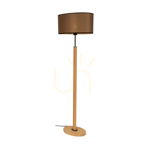 Mercedes golvlampa, oljad ek/svart, lampskärm i brunt-svart-guld, 1xE27, 52 cm small 1