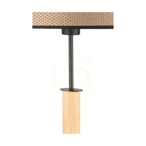 Mercedes golvlampa, oljad ek/svart, lampskärm i brunt-svart-guld, 1xE27, 52 cm small 2