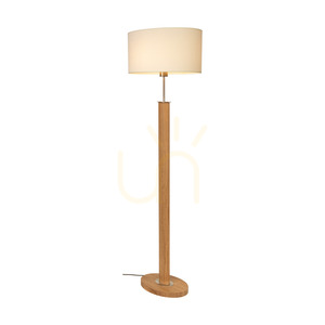 Mercedes golvlampa, oljad ek/matt nickel, vit lampskärm, 1xE27, 52 cm small 1