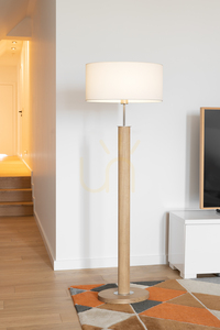 Mercedes golvlampa, oljad ek/matt nickel, vit lampskärm, 1xE27, 52 cm small 3