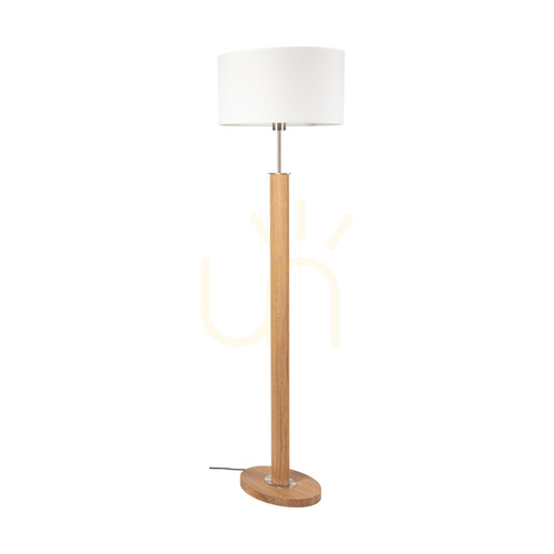 Kontrollera Mercedes golvlampa, oljad ek/matt nickel, vit lampskärm, 1xE27, 52 cm