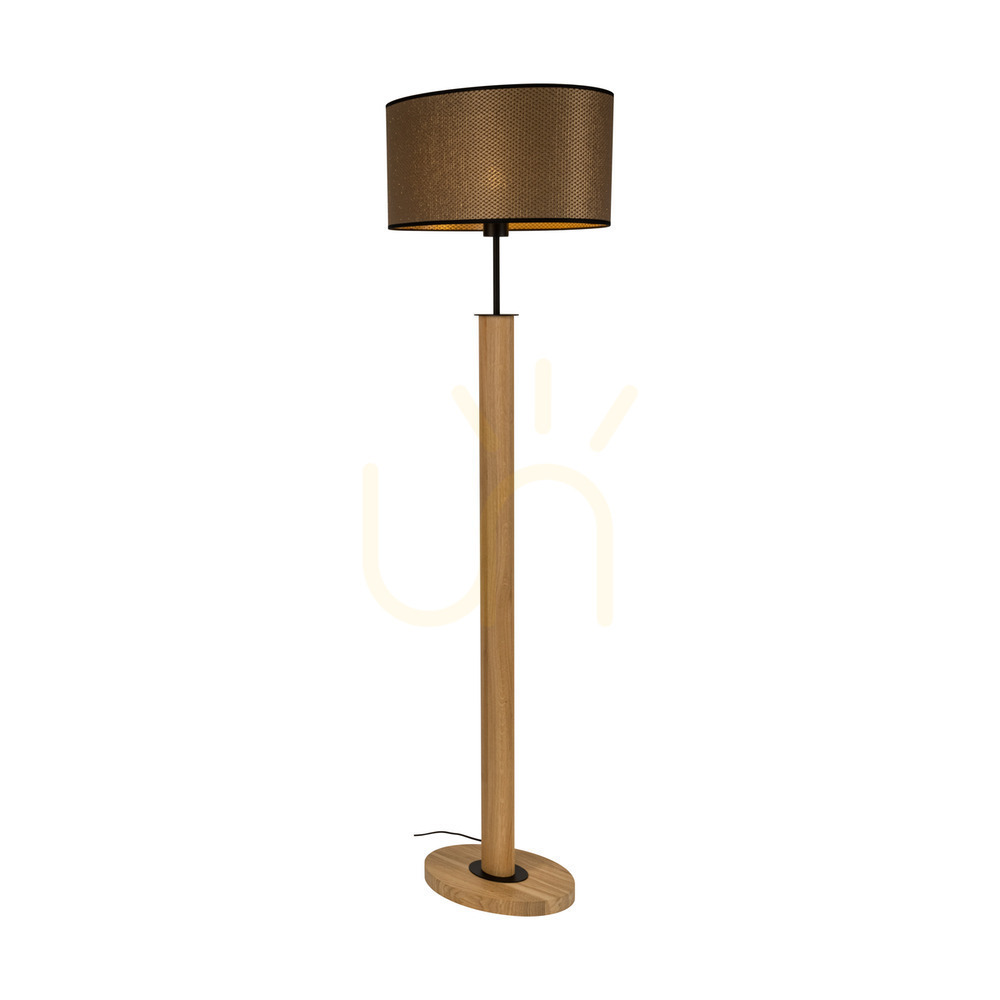 Utsikt Mercedes golvlampa, oljad ek/svart, lampskärm i brunt-svart-guld, 1xE27, 52 cm Mercedes golvlampa, oljad ek/svart, lampskärm i brunt-svart-guld, 1xE27, 52 cm