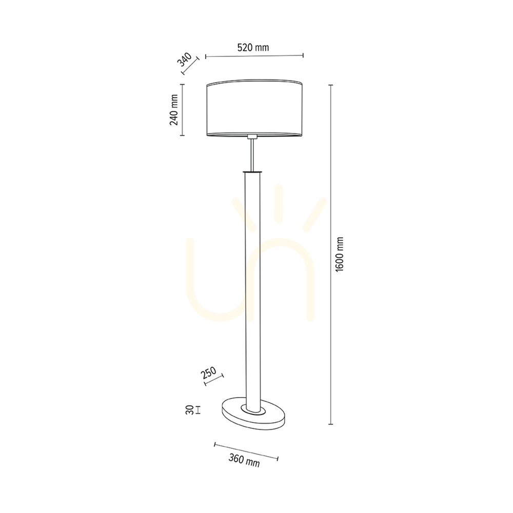 Visa Mercedes golvlampa, oljad ek/svart, lampskärm i brunt-svart-guld, 1xE27, 52 cm Mercedes golvlampa, oljad ek/svart, lampskärm i brunt-svart-guld, 1xE27, 52 cm
