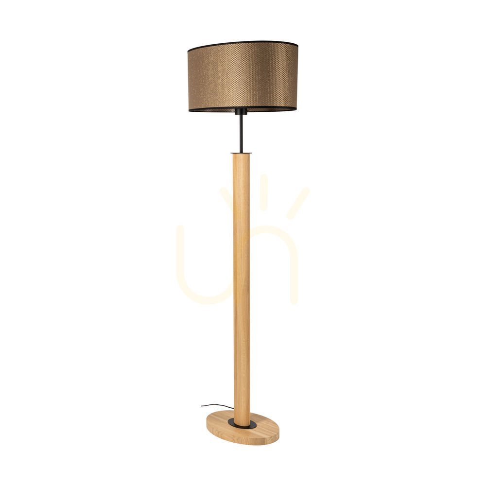 Kontrollera Mercedes golvlampa, oljad ek/svart, lampskärm i brunt-svart-guld, 1xE27, 52 cm Mercedes golvlampa, oljad ek/svart, lampskärm i brunt-svart-guld, 1xE27, 52 cm