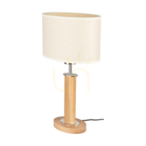 Kontrollera Mercedes bordslampa, oljad ek/matt nickel, kräm-silverfärgad lampskärm, 1xE27, 25 cm