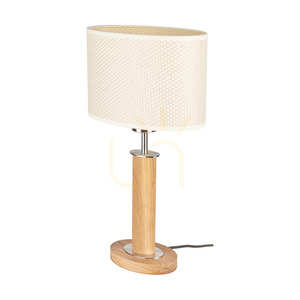 Mercedes bordslampa, oljad ek/matt nickel, kräm-silverfärgad lampskärm, 1xE27, 25 cm small 0