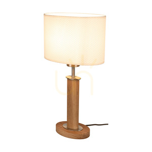 Mercedes bordslampa, oljad ek/matt nickel, vit lampskärm, 1xE27, 25 cm small 1