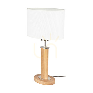 Mercedes bordslampa, oljad ek/matt nickel, vit lampskärm, 1xE27, 25 cm small 0