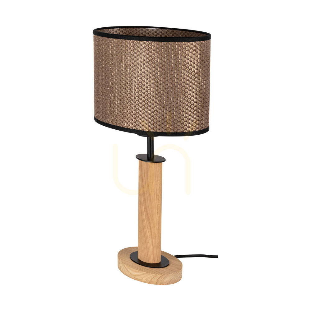 Kontrollera Mercedes golvlampa, oljad ek/svart, brun-svart-guldfärgad lampskärm, 1xE27, 25 cm Mercedes golvlampa, oljad ek/svart, brun-svart-guldfärgad lampskärm, 1xE27, 25 cm
