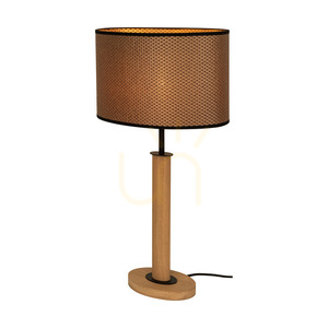 Mercedes bordslampa, oljad ek/svart, lampskärm i brunt-svart-guld, 1xE27, 36 cm small 1