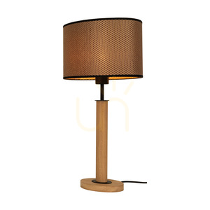 Mercedes bordslampa, oljad ek/svart, lampskärm i brunt-svart-guld, 1xE27, 36 cm small 2