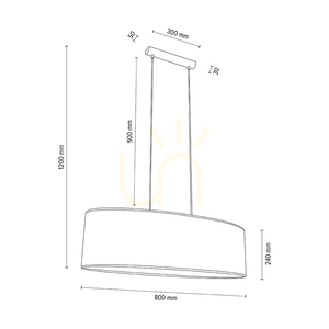 Mercedes taklampa, oljad ek, vit skärm, 2xE27, 80 cm small 3