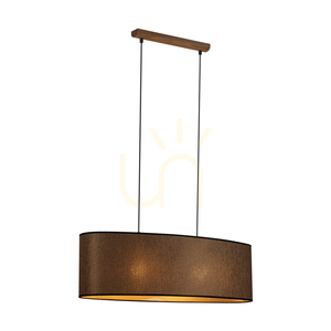 Mercedes taklampa, oljad ek, brun-svart-guldfärgad lampskärm, 2xE27, 80 cm small 1