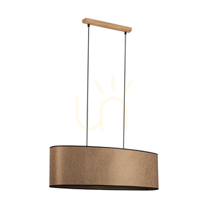 Mercedes taklampa, oljad ek, brun-svart-guldfärgad lampskärm, 2xE27, 80 cm small 0
