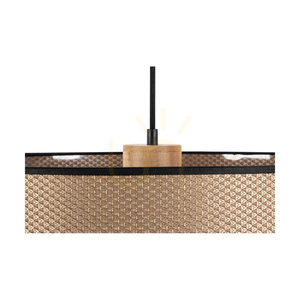 Mercedes taklampa, oljad ek, brun-svart-guldfärgad lampskärm, 1xE27, Ø50 cm small 2
