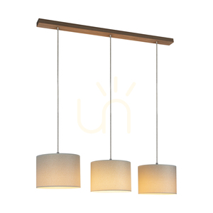 Brinova Mercedes pendellampa, oljad ek, kräm- och silverfärgade skärmar, 3×E27, 100 cm small 1