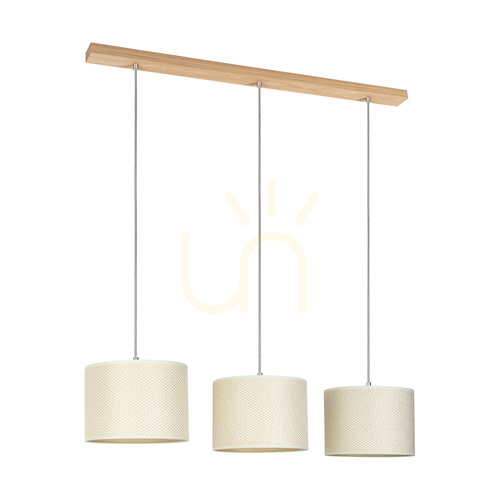 Kontrollera Mercedes taklampa, oljad ek, krämfärgad och silverfärgad lampskärm, 3xE27, 100 cm