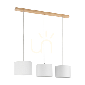 Mercedes taklampa, oljad ek, vit skärm, 3xE27, 100 cm 0 Mercedes taklampa, oljad ek, vit skärm, 3xE27, 100 cm small 0