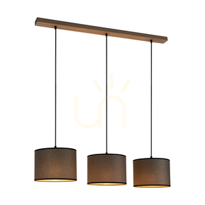 Mercedes taklampa, oljad ek, brun-svart-guldfärgad lampskärm, 3xE27, 100 cm 1 Mercedes taklampa, oljad ek, brun-svart-guldfärgad lampskärm, 3xE27, 100 cm small 1